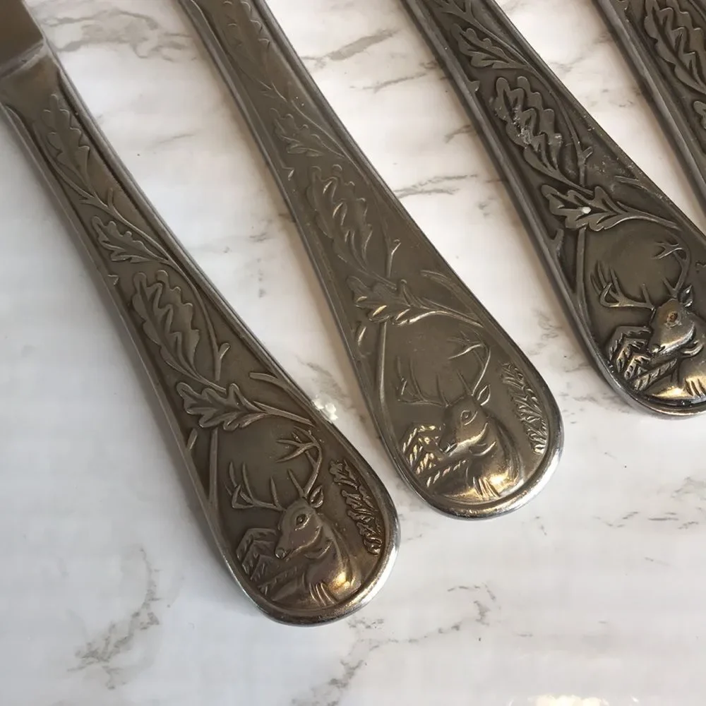 Bass pro set of 5 deer stainless butter dinner knifes